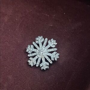 Monet Silver Crystal Snowflake Brooch